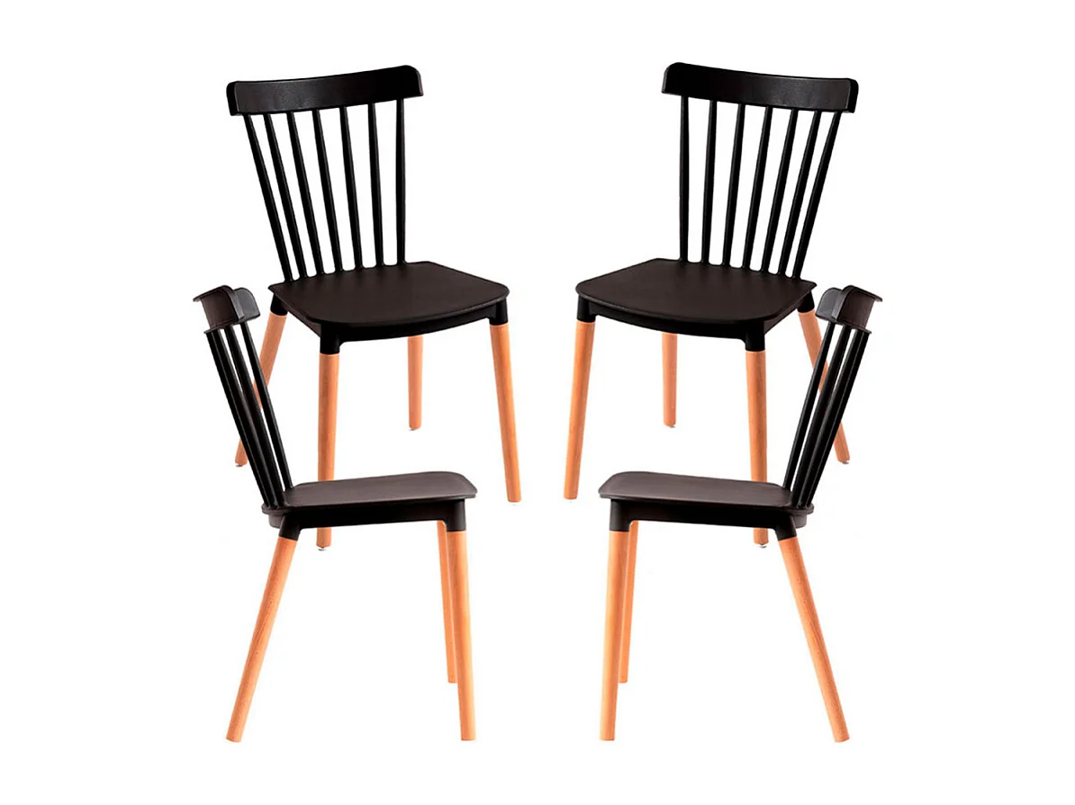Packs Sillas Comedor - Pack 4 Sillas Leka - Negro