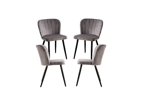 Packs Sillas Comedor - Pack 4 Sillas Luk Terciopelo - Gris oscuro