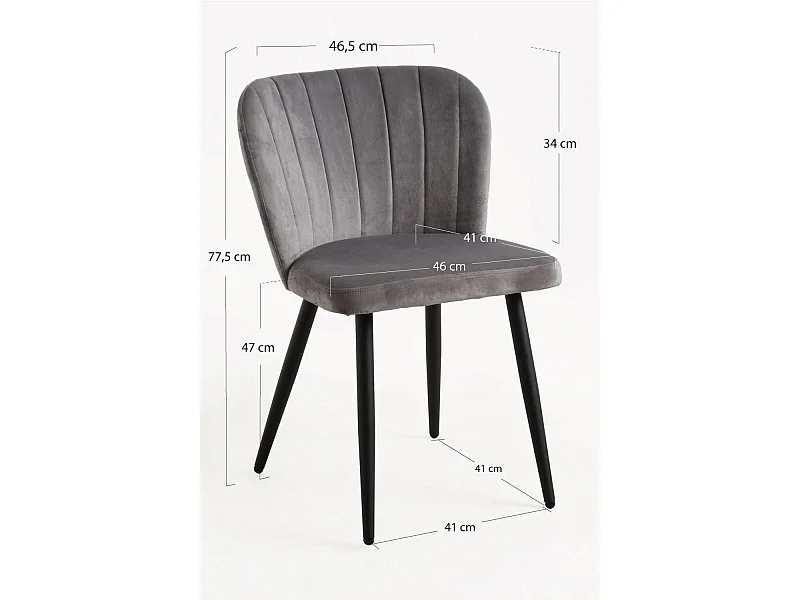 Packs Sillas Comedor - Pack 4 Sillas Luk Terciopelo - Gris oscuro