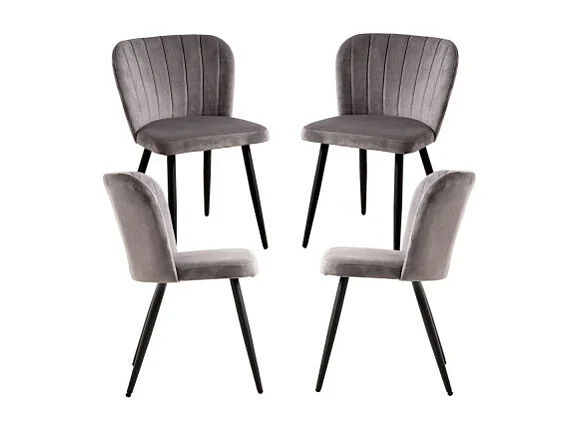 Packs Sillas Comedor - Pack 4 Sillas Luk Terciopelo - Gris oscuro