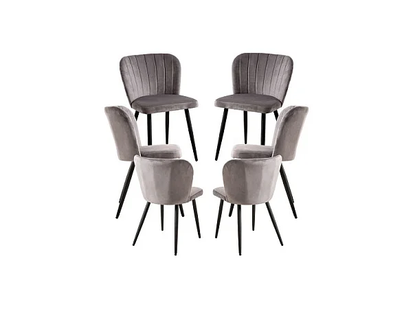 Packs Sillas Comedor - Pack 6 Sillas Luk Terciopelo - Gris oscuro