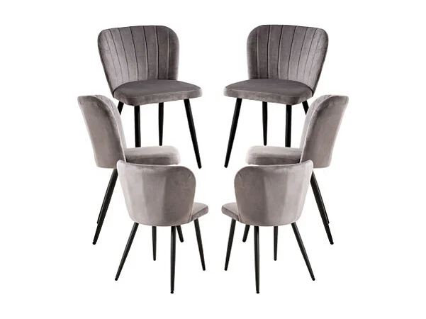 Packs Sillas Comedor - Pack 6 Sillas Luk Terciopelo - Gris oscuro