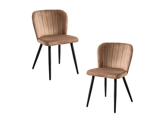 Packs Sillas Comedor - Pack 2 Sillas Luk Terciopelo - Marrón claro