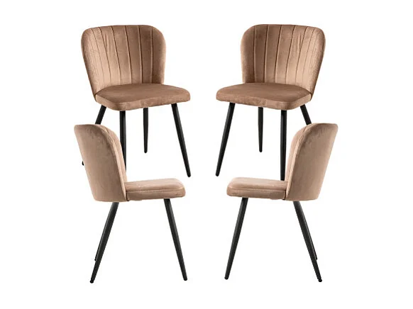 Packs Sillas Comedor - Pack 4 Sillas Luk Terciopelo - Marrón claro