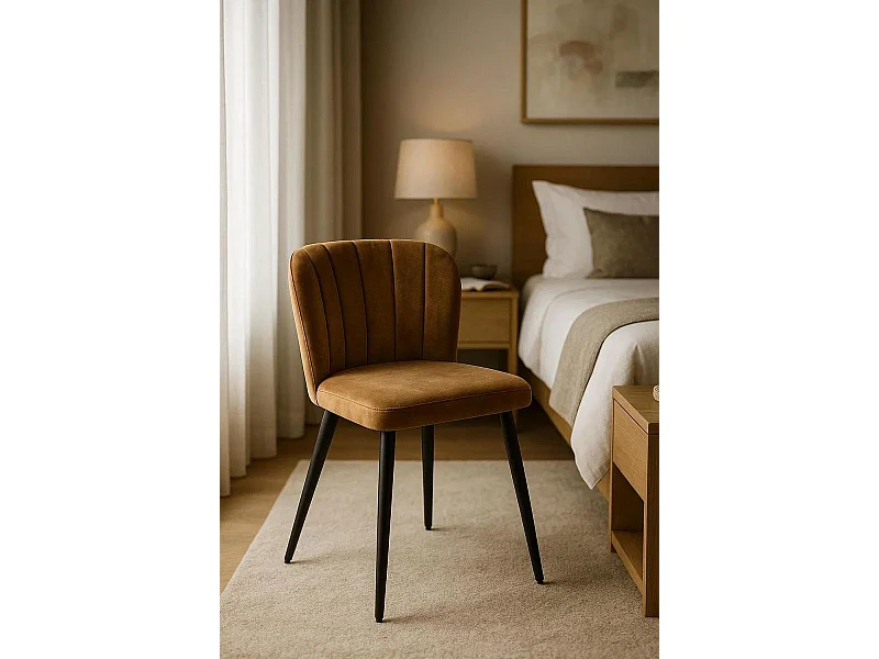 Sillas Comedor - Silla Luk Terciopelo - Marrón claro