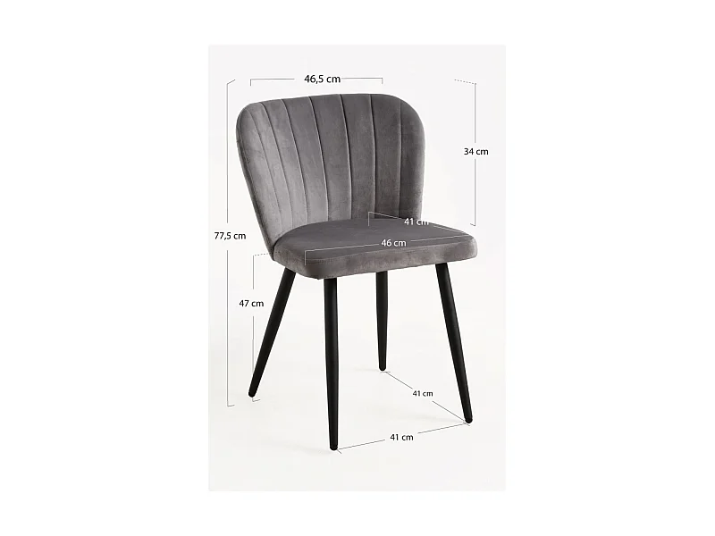 Packs Sillas Comedor - Pack 2 Sillas Luk Terciopelo - Gris oscuro