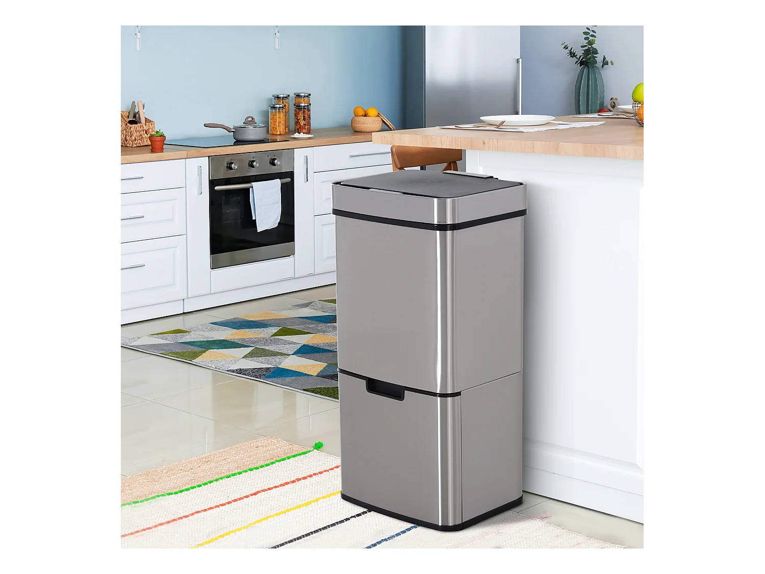 Cubo de basura gris 42x30x81cm HOMCOM