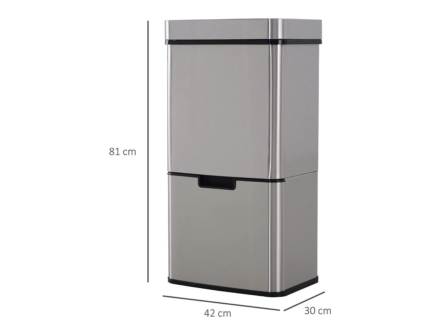 Cubo de basura gris 42x30x81cm HOMCOM