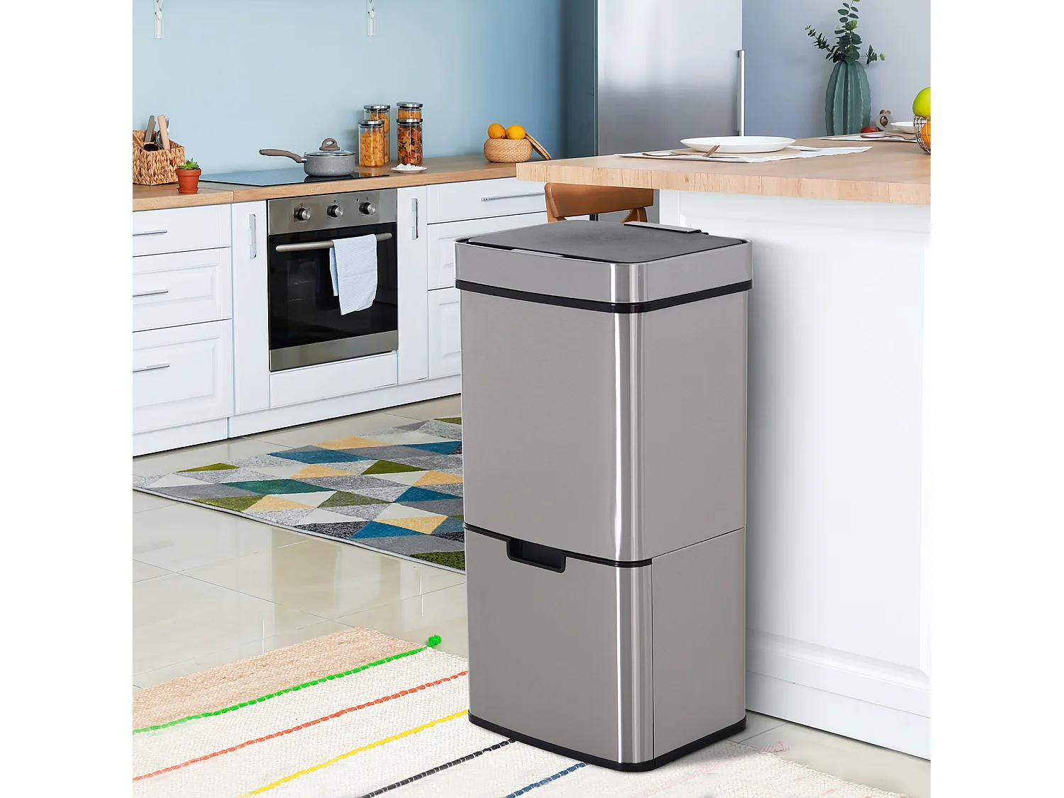 Cubo de basura gris 42x30x81cm HOMCOM