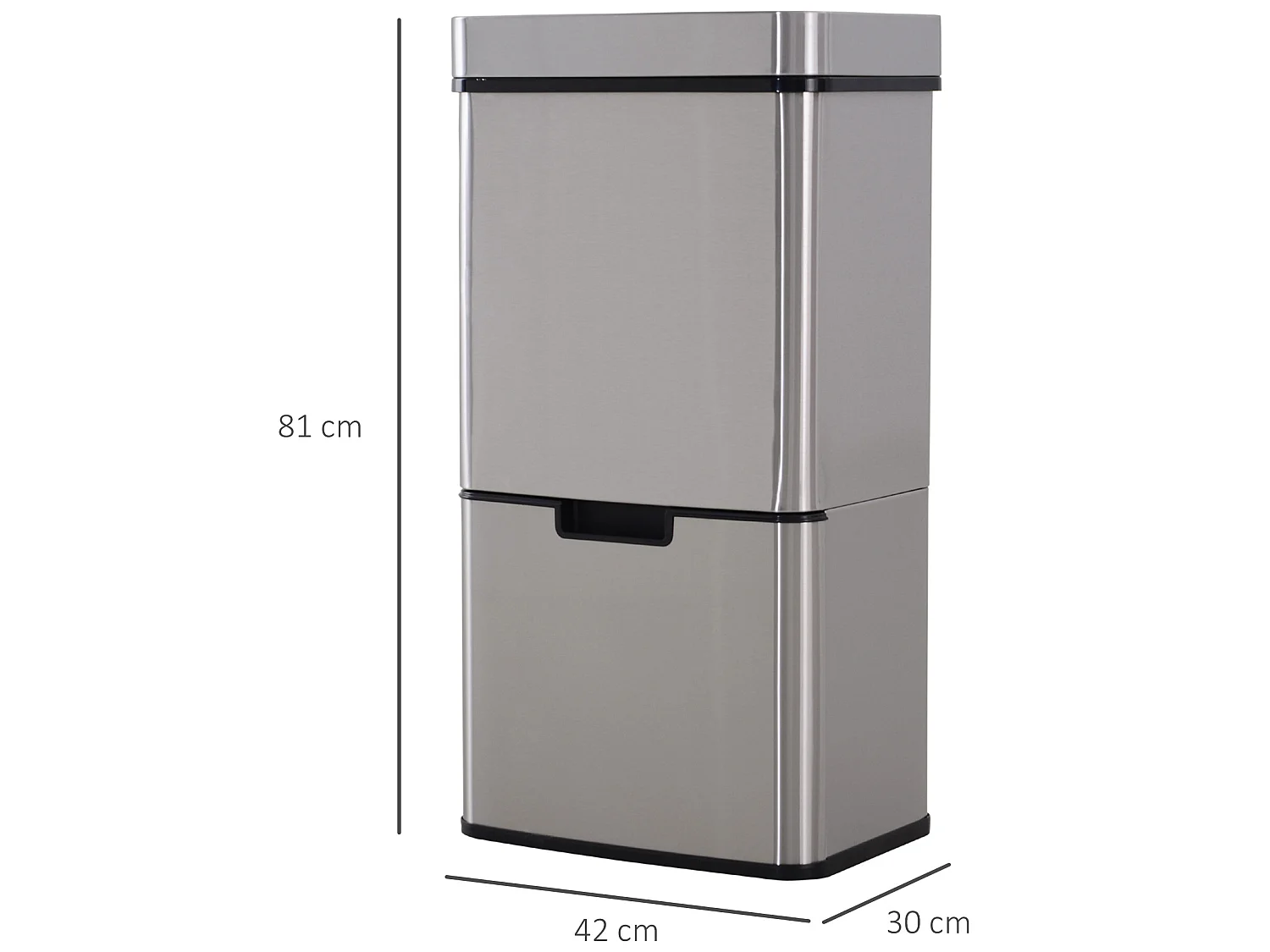 Cubo de basura gris 42x30x81cm HOMCOM