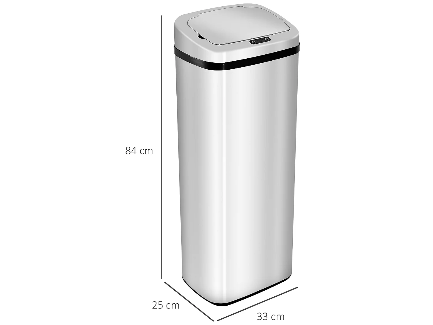 Cubo de basura plata 33x25x84cm HOMCOM