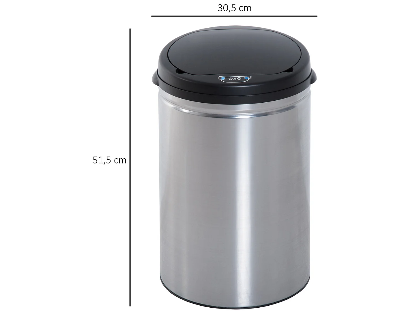 Cubo de basura plateado 30.5x30.5x51.5 cm HOMCOM