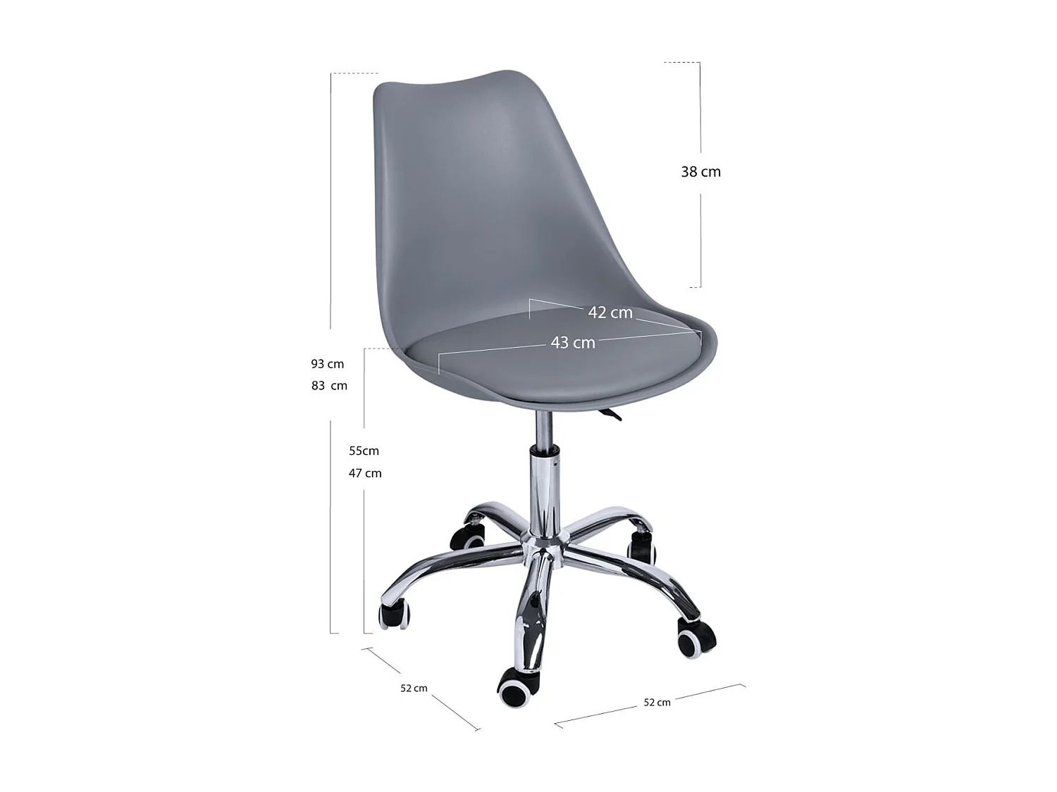 Silla de EscritorioGris oscuro Neo - Máxima Ergonomía - Ideal para Escritorio y Gaming