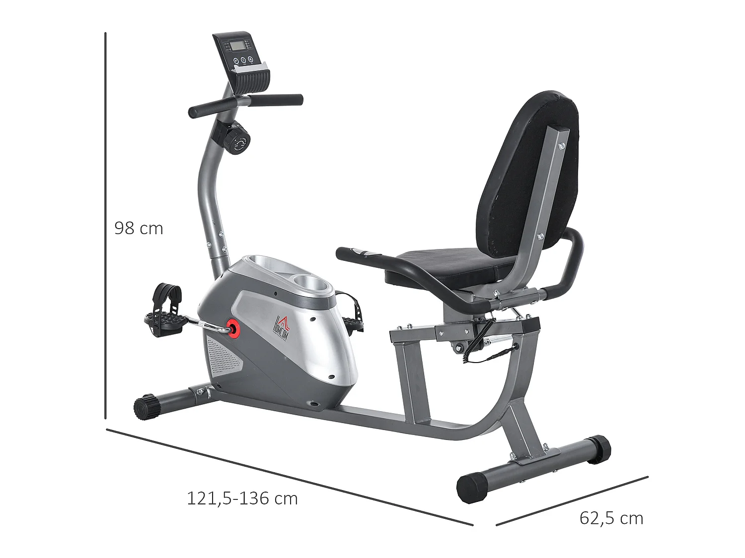 Bicicleta estática gris 136x62.5x98 cm HOMCOM