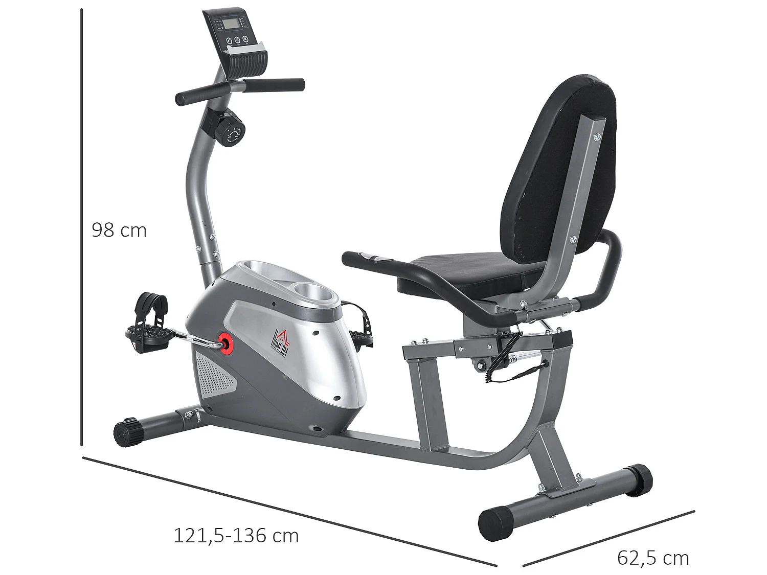 Bicicleta estática gris 136x62.5x98 cm HOMCOM