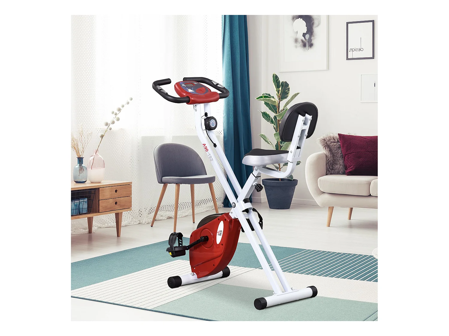 Bicicleta para ejercicios de forma x rojo 43x97x109 cm HOMCOM