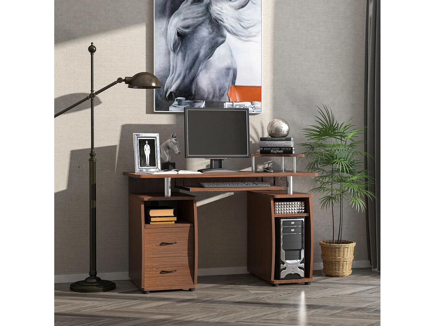 Mesa de ordenador marrón 120x55x85 cm HOMCOM