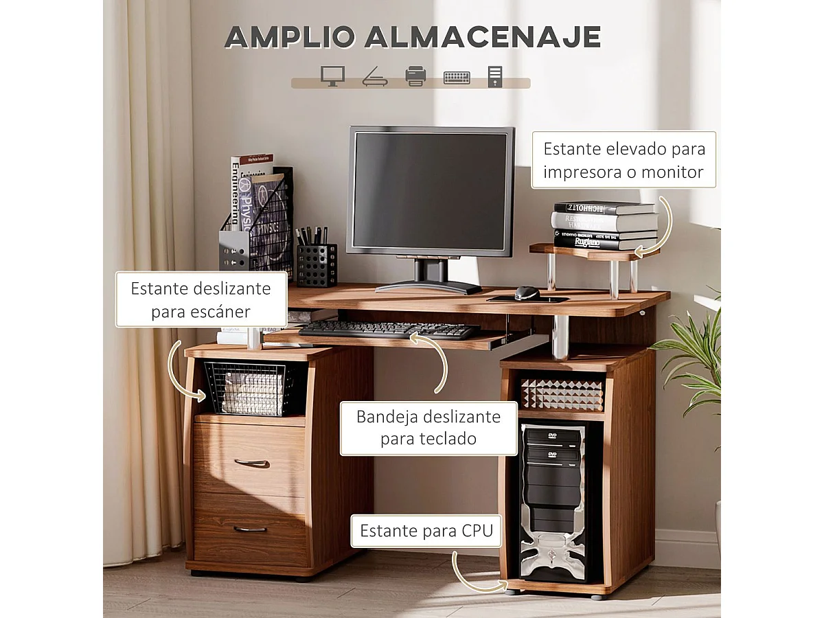 Mesa de ordenador marrón 120x55x85 cm HOMCOM