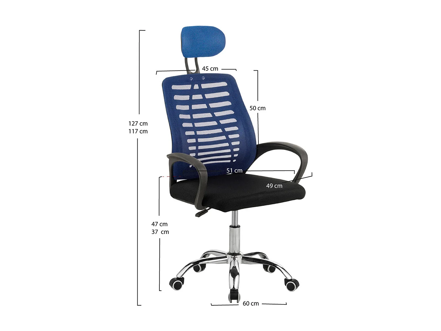 Silla de Oficina Kontor en Azul - Máxima Ergonomía - Ideal para Escritorio y Gaming