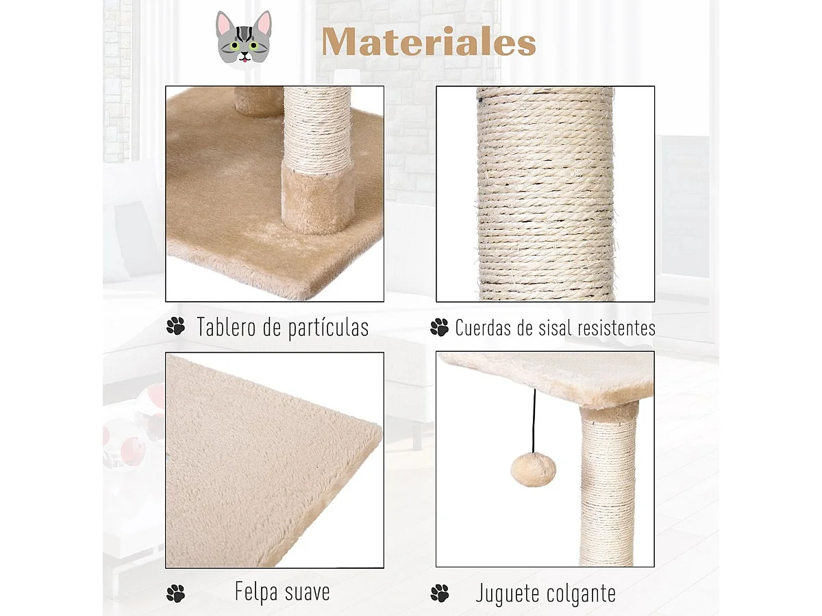 Árbol para gatos grey and beige 40x40x98 cm PawHut