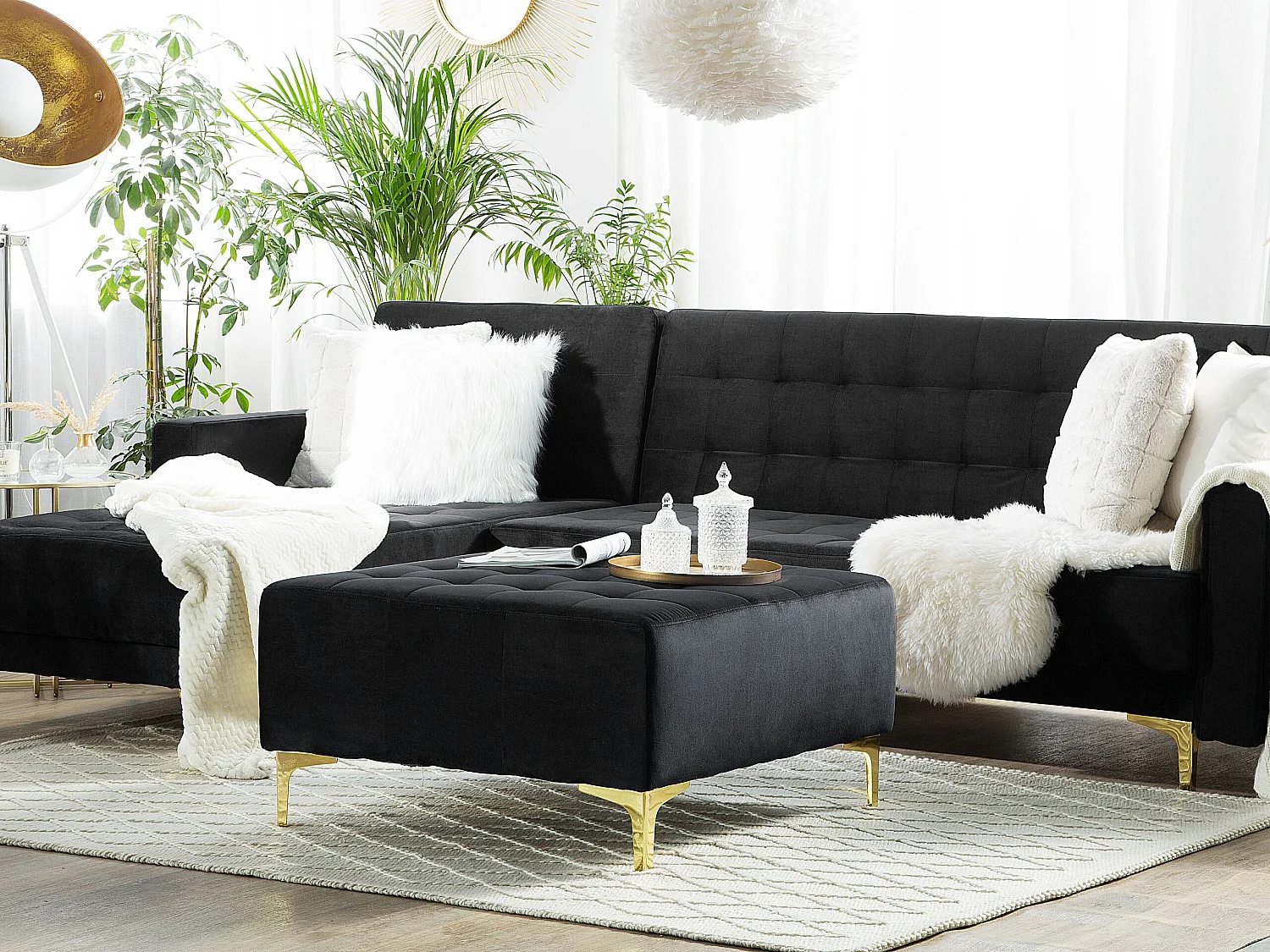 Ottoman ABERDEEN Velours Noir