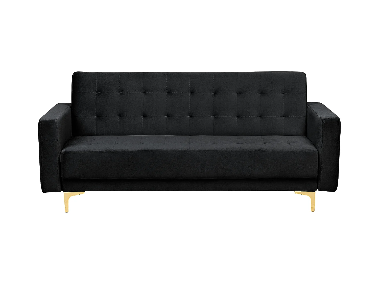 Schlafsofa ABERDEEN Samtstoff Schwarz 3-Sitzer