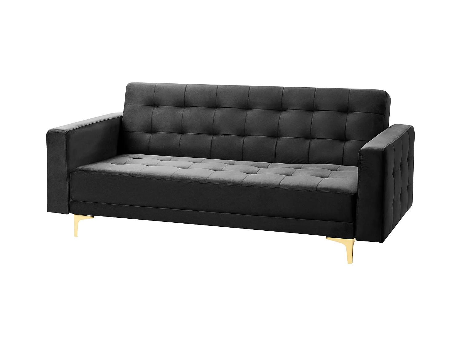 Schlafsofa ABERDEEN Samtstoff Schwarz 3-Sitzer