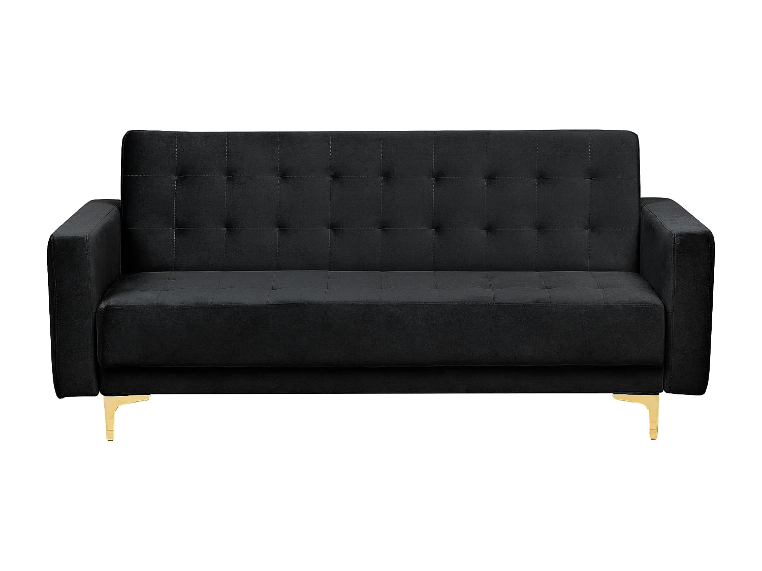 Schlafsofa ABERDEEN Samtstoff Schwarz 3-Sitzer