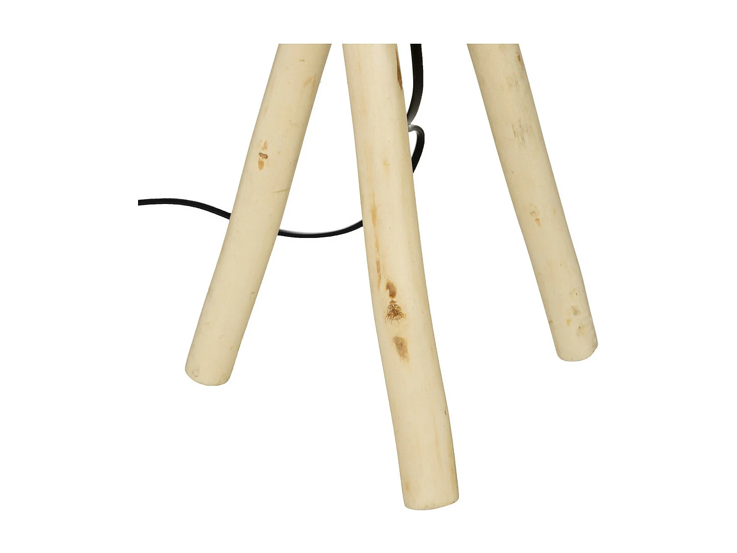 Lampe à poser trépied en Bois et Abat-jour en Coton H 52 cm