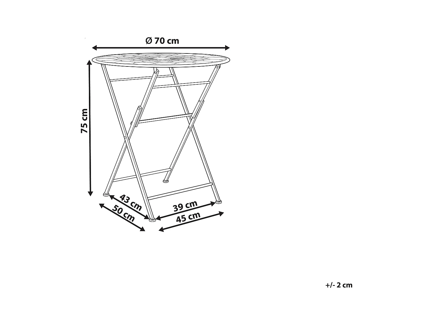 Table bistrot SCARIO 70 cm 70 cm Métal Rouge