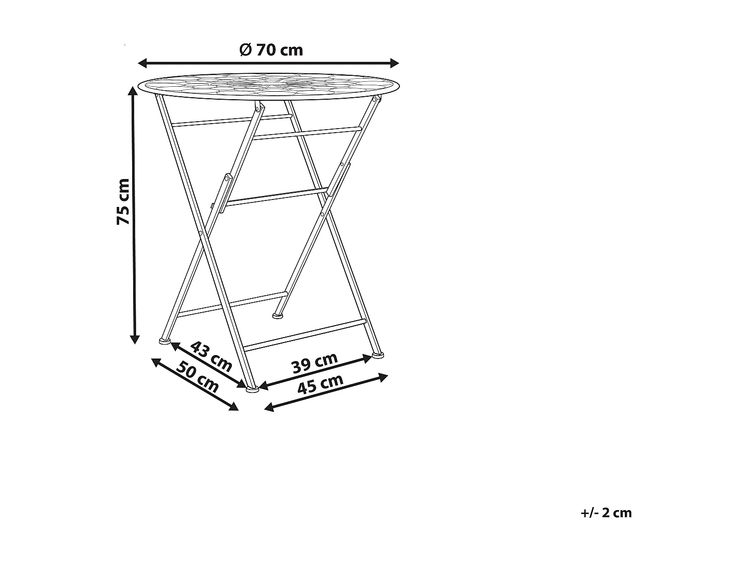 Table bistrot SCARIO 70 cm 70 cm Métal Rouge