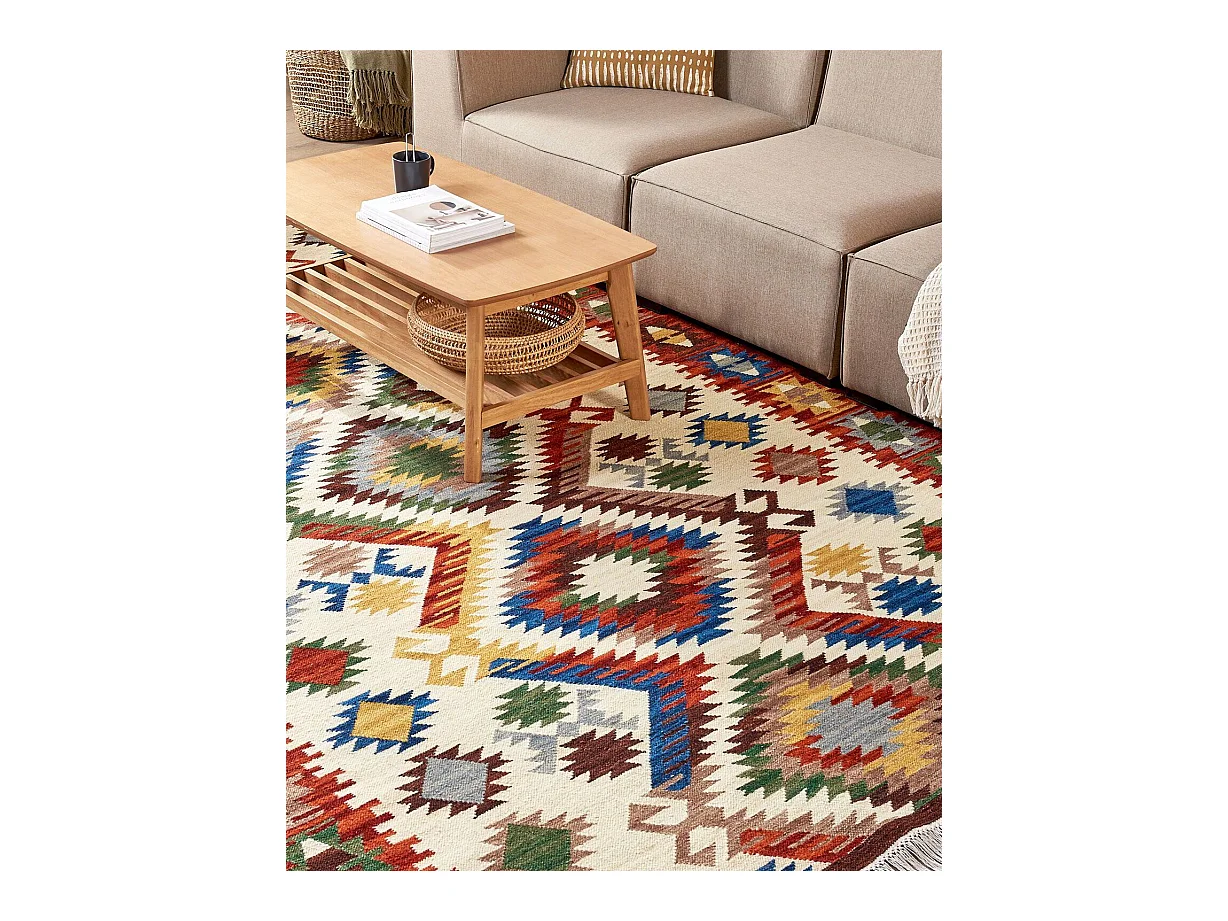 Vloerkleed kelim meerkleurig 200 x 300 cm AREVIK