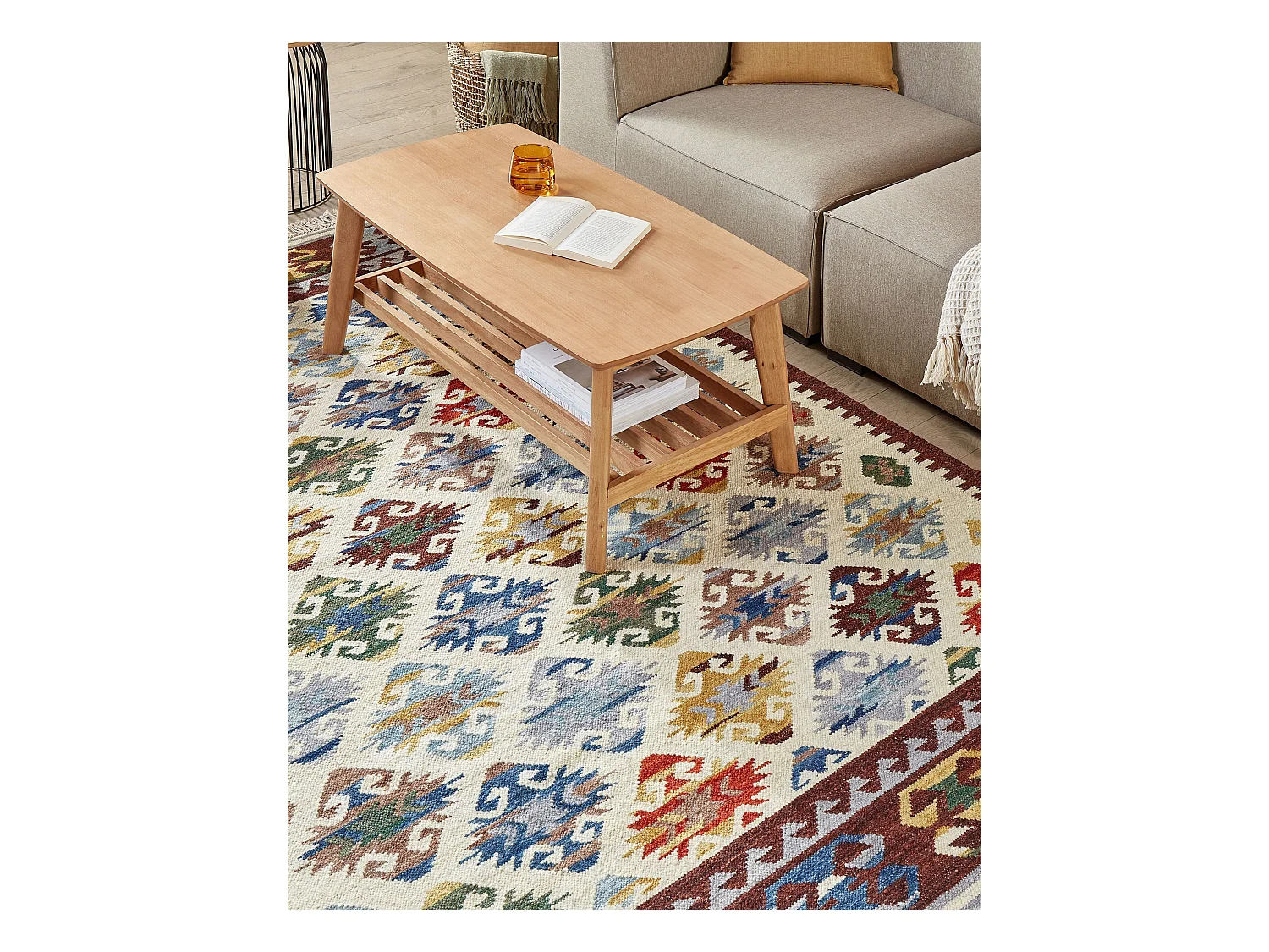 Tapis kilim en laine multicolore 160 x 230 cm AKNALICH