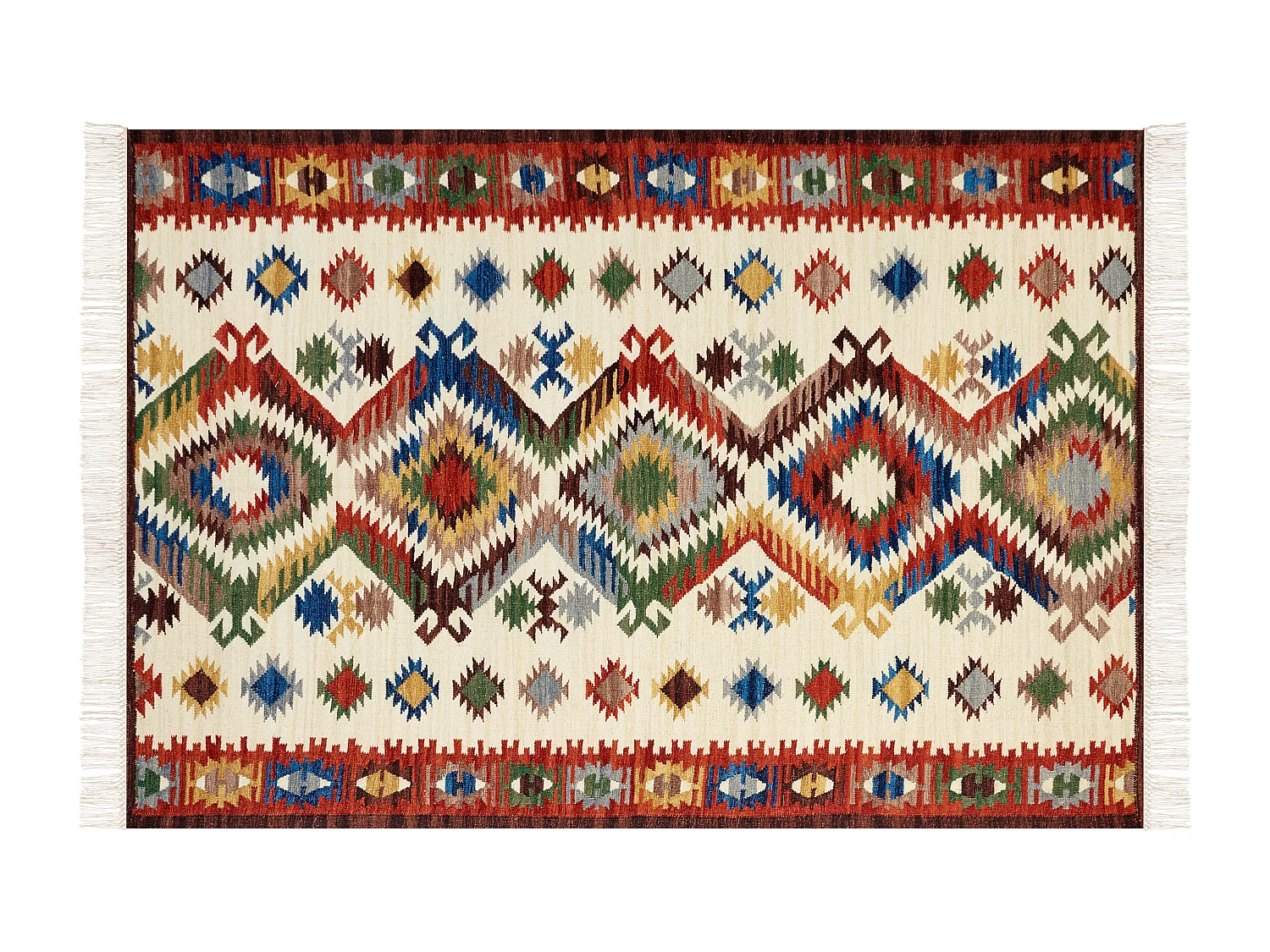 Kelim-Teppich Wolle bunt 160 x 230 cm handgewebt orientalisches Muster Arevik