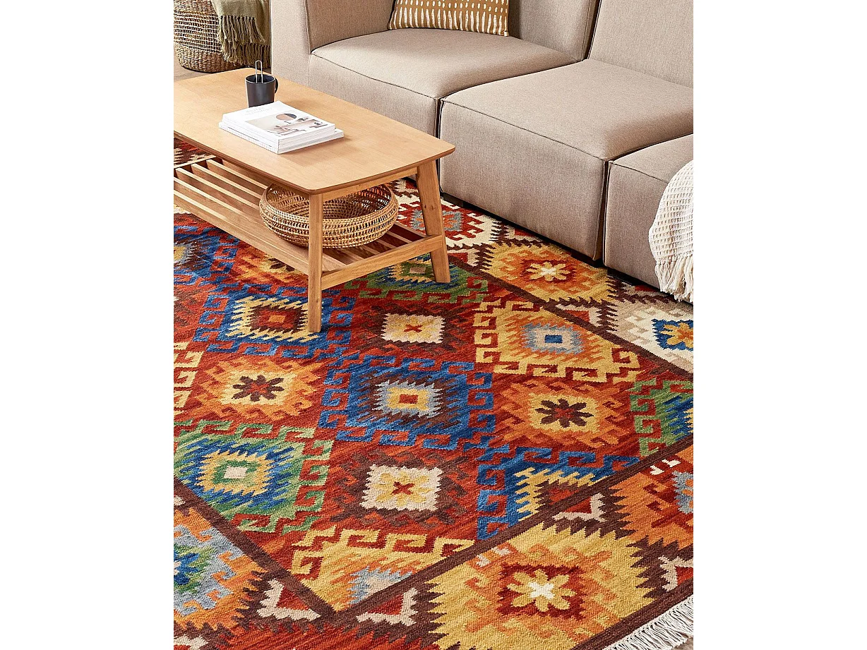 Tapis kilim en laine multicolore 200 x 300 cm ZOVUNI