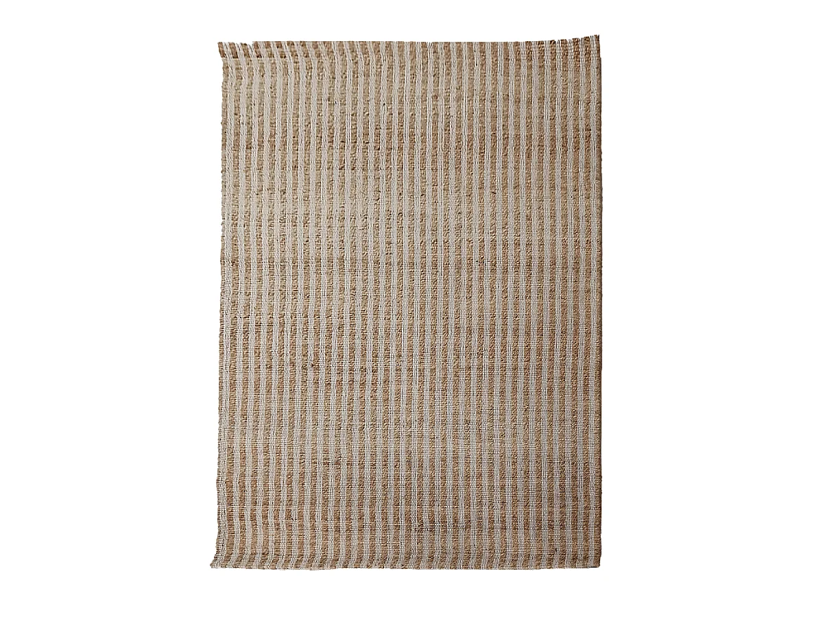 Tapis jute 160x230 fait main beige et blanc VERTYJUTE
