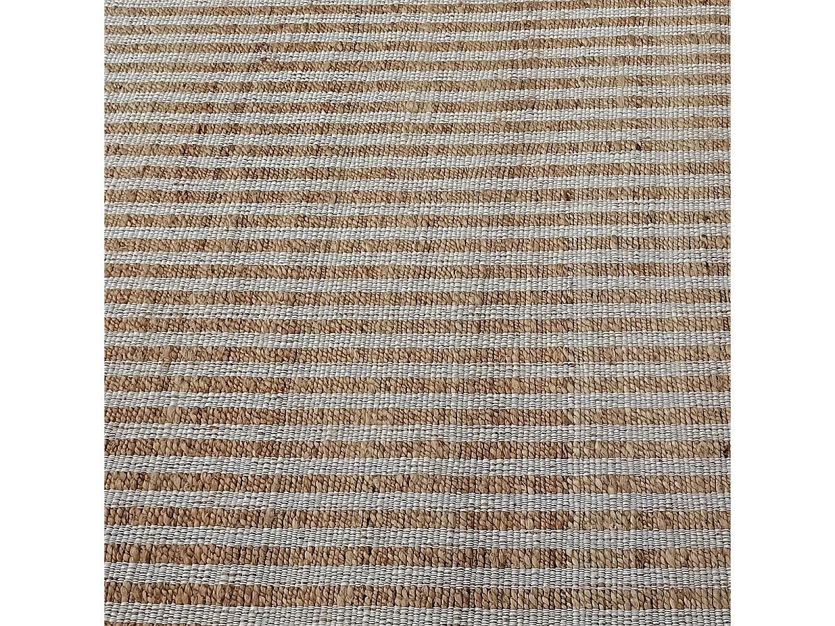 Tapis jute 160x230 fait main beige et blanc VERTYJUTE