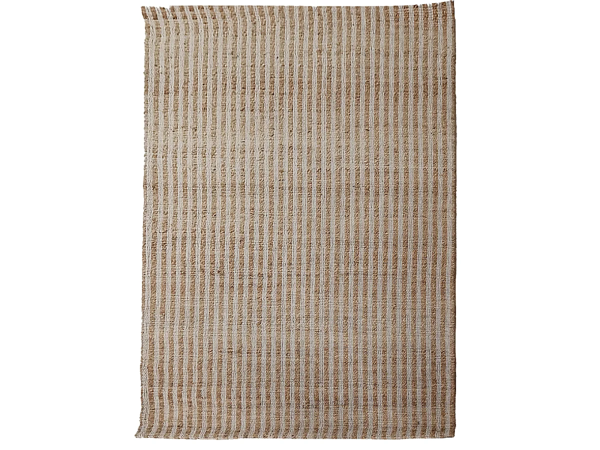 Tapis jute 160x230 fait main beige et blanc VERTYJUTE