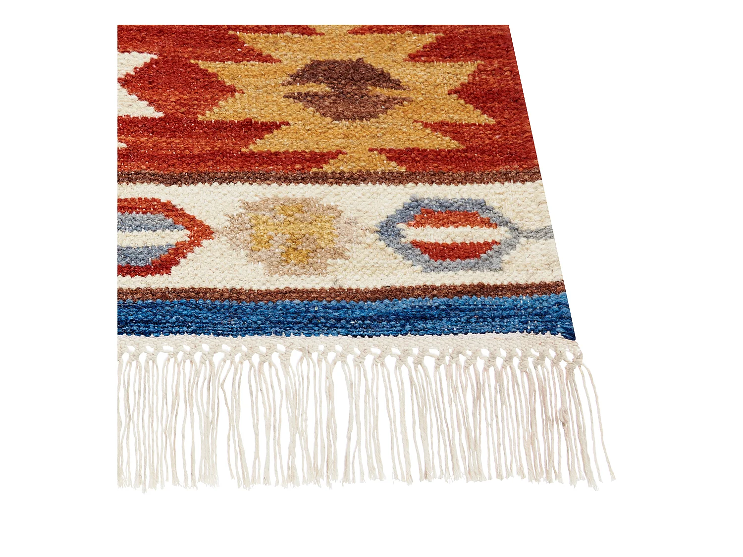 Kelim-Teppich Wolle bunt 80 x 150 cm handgewebt orientalisches Muster Jrarat