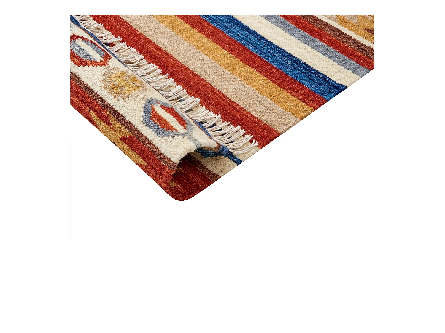 Kelim-Teppich Wolle bunt 80 x 150 cm handgewebt orientalisches Muster Jrarat