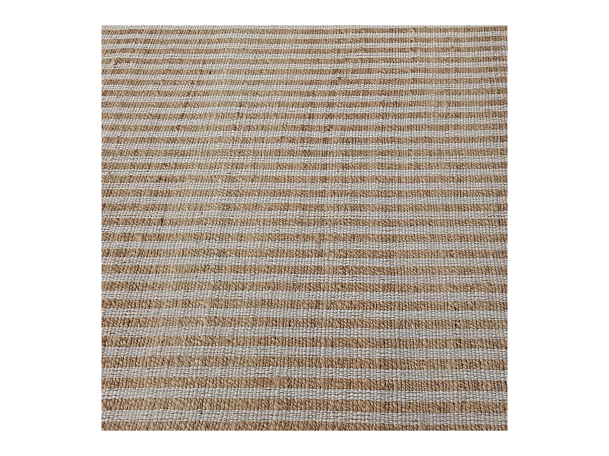 Tapis jute 120x170 fait main beige et blanc VERTYJUTE