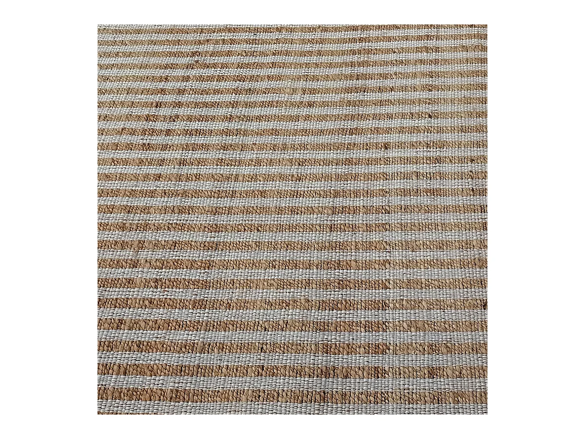 Tapis jute 120x170 fait main beige et blanc VERTYJUTE