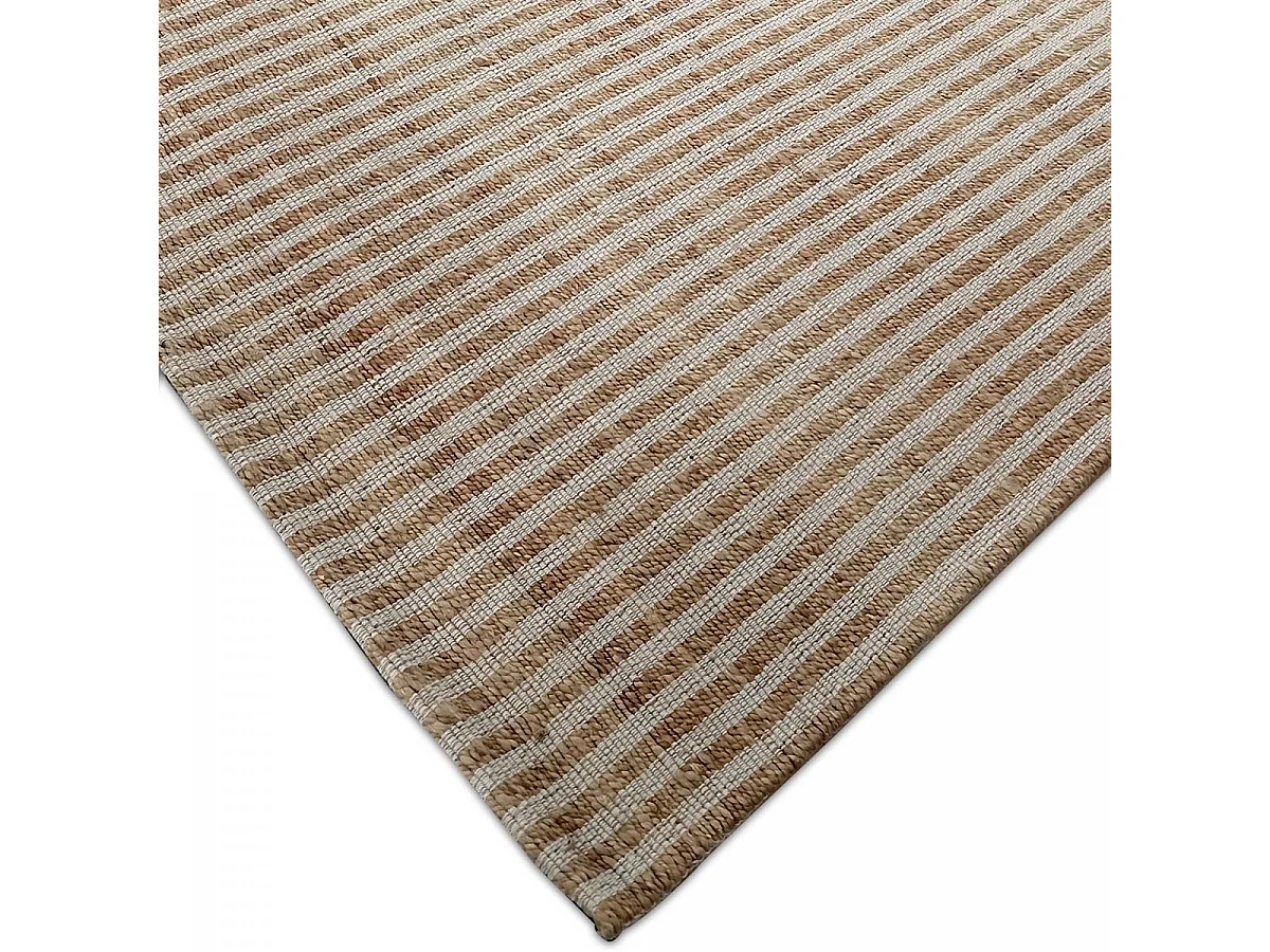 Tapis jute 120x170 fait main beige et blanc VERTYJUTE