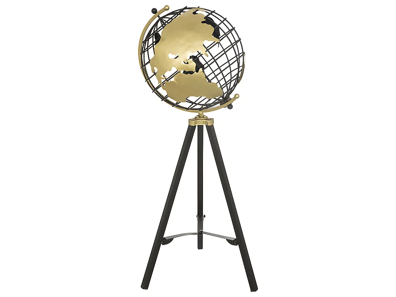 Objet déco Globe sur pied en Métal Doré H 70 cm