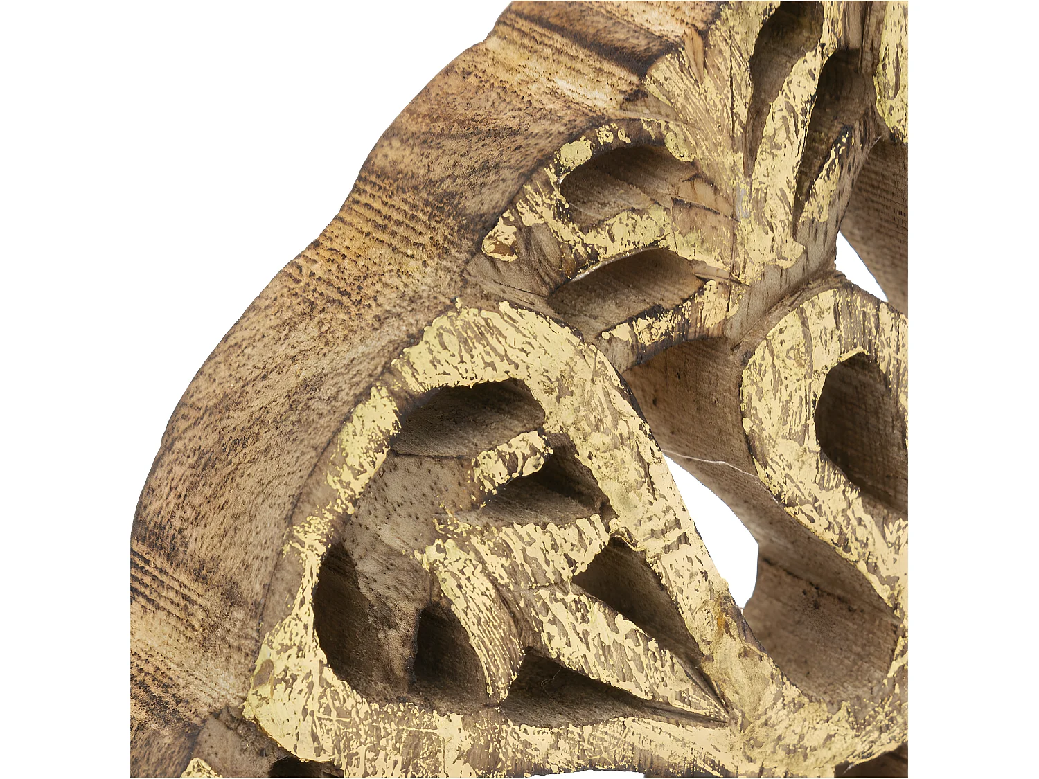 Objet déco à poser en Bois de Manguier sculpté motifs ethniques H 34.5 cm