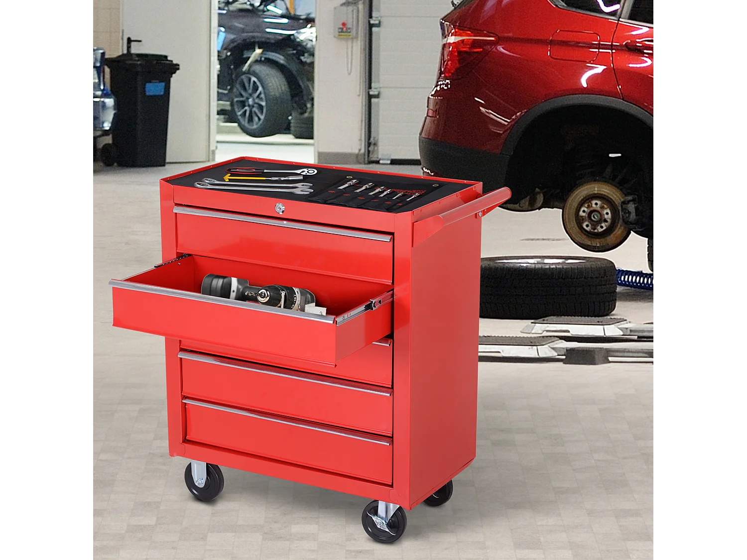 Caja taller rojo 69x33x75cm DURHAND