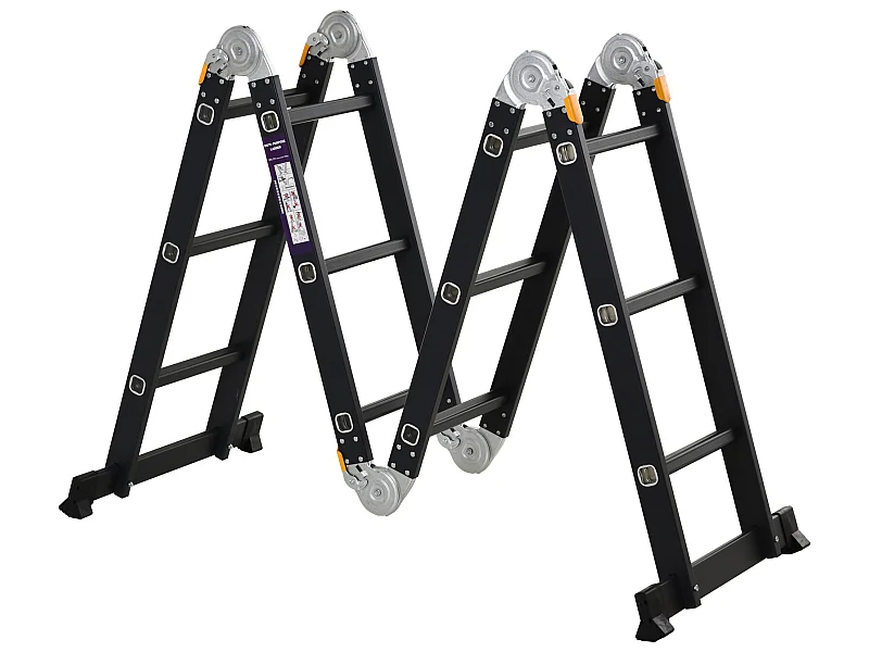 Escalera plegable de aluminio negro 370x61x11 cm DURHAND