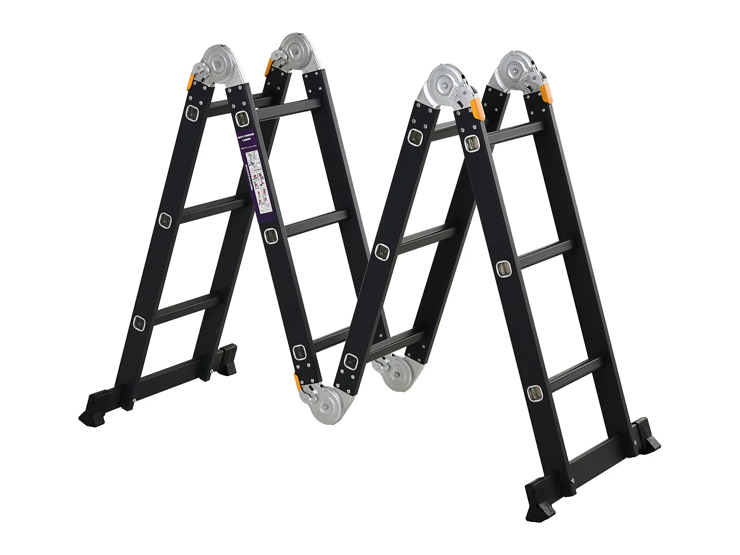 Escalera plegable de aluminio negro 370x61x11 cm DURHAND