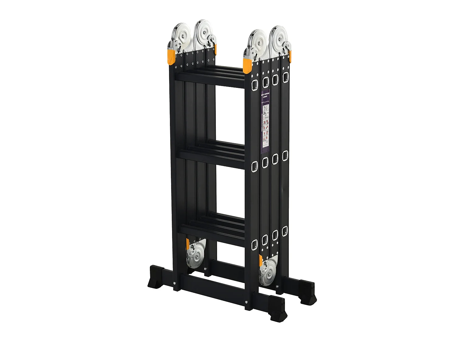 Escalera plegable de aluminio negro 370x61x11 cm DURHAND