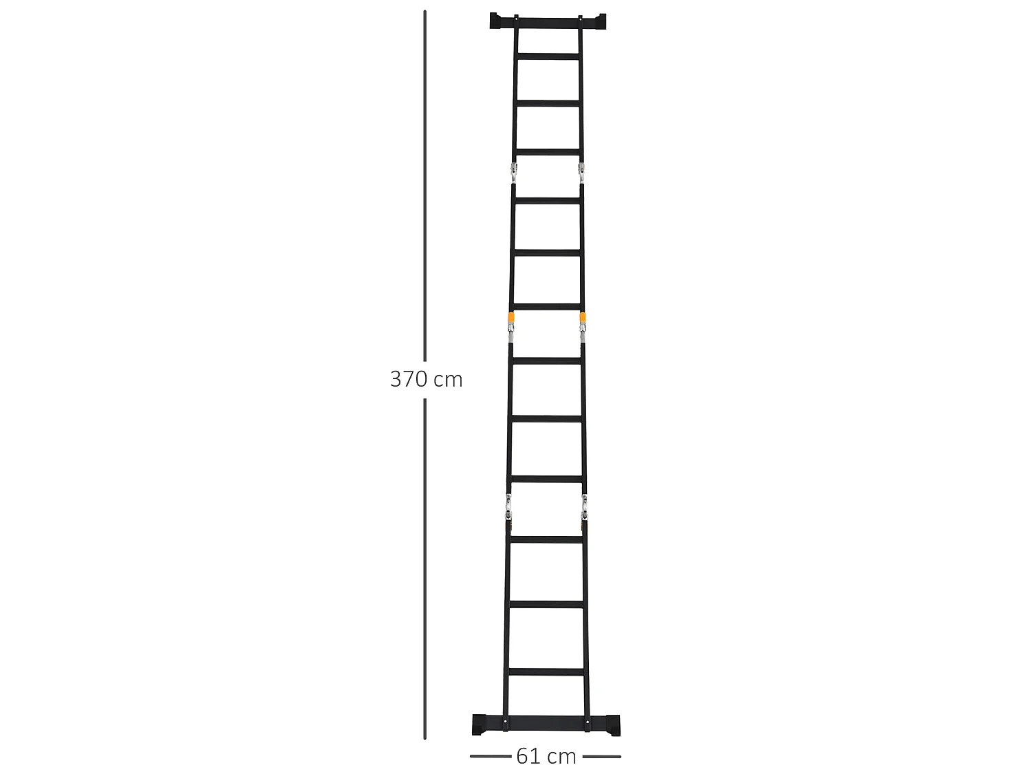 Escalera plegable de aluminio negro 370x61x11 cm DURHAND
